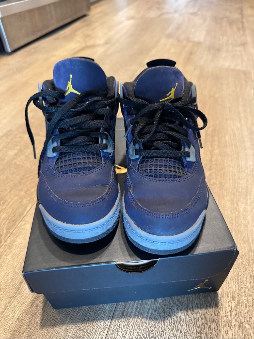 Air Jordan 4 Retro Kids Navy Blue Basketball Shoes